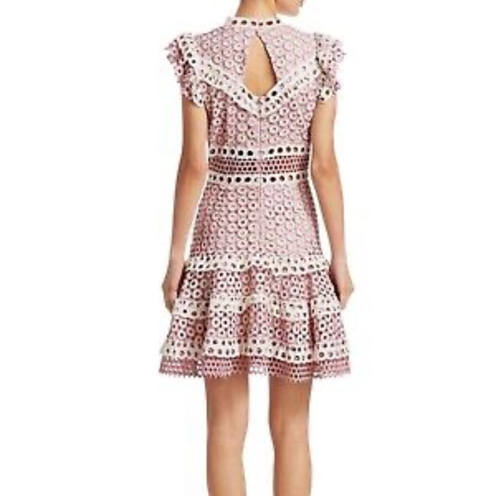 Sea New York Josie Pink Crochet Lace Tiered Mini Dress NWT - Picture 3 of 8